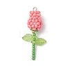 Glass Seed Beaded Rose Pendants PALLOY-MZ00959-04-1