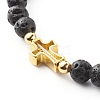 Natural Lava Rock Beads Stretch Bracelet for Girl Women BJEW-JB06846-01-5
