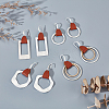 4 Pairs 4 Styles Round & Rectangle & Polygon & Ring Brass Dangle Hoop Earrings EJEW-AN0003-06-7