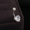 Platinum Plated Body Jewelry Heart Cubic Zirconia Brass Navel Ring Navel Ring Belly Rings AJEW-EE0001-01B-4