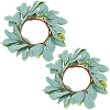 2Pcs Cloth Artificial Leaf Candle Rings Wreath AJEW-SP0004-47C-1