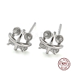 Rhodium Plated 925 Sterling Silver Stud Earring Findings STER-Q192-02P-1