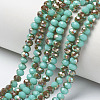 Electroplate Opaque Solid Color Glass Beads Strands EGLA-A034-P6mm-J05-1