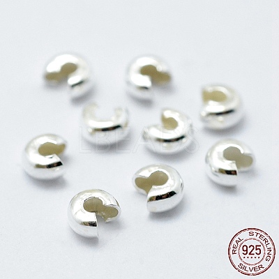 925 Sterling Silver Crimp Beads Cover X-STER-G027-27S-3mm-1