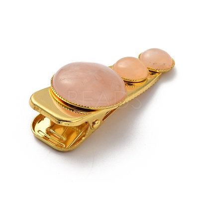 Natural Rose Quartz Alligator Hair Clips G-B042-03G-10-1