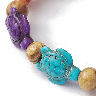 Beach Turtle Dye Synthetic Turquoise Beaded Stretch Barcelets BJEW-JB10297-01-1