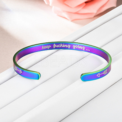 Inspirational Stainless Steel Cuff Bangles for Men Women FS-WG0E735-03-1