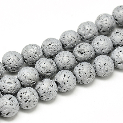 Electroplate Natural Lava Rock Beads Strands G-T058-03I-4MM-1