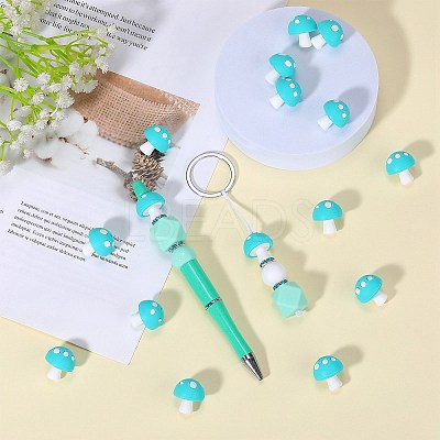 20Pcs Mushroom Silicone Focal Beads JX901H-1