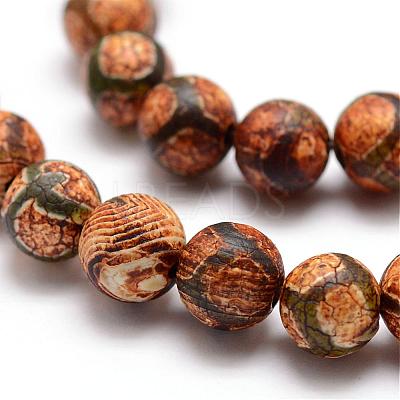 Tibetan Style Turtle Back Pattern dZi Beads G-K166-02-8mm-L1-01-1
