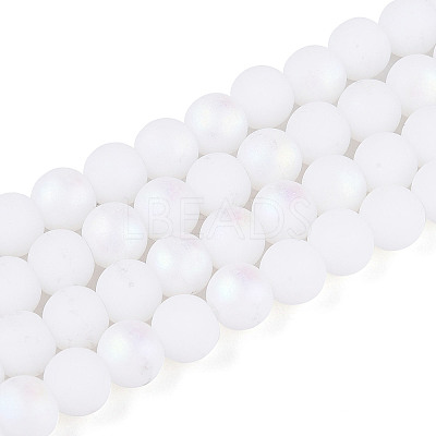 Frosted Opaque Glass Beads Strands GLAA-T032-P6mm-MBB02-1