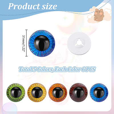 30Pcs 5 Colors Craft Plastic Doll Eyes DOLL-PH0001-49-1