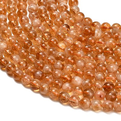 Hearted Natural Citrine Beads Strands G-L663-A02-6mm-1