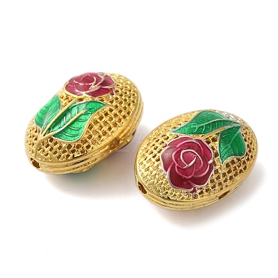 Rack Plating Brass Enamel Beads KK-P276-26C-02G-1