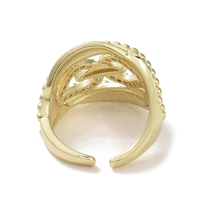 Brass Micro Pave Cubic Zirconia Open Cuff Ring RJEW-K256-51G-1