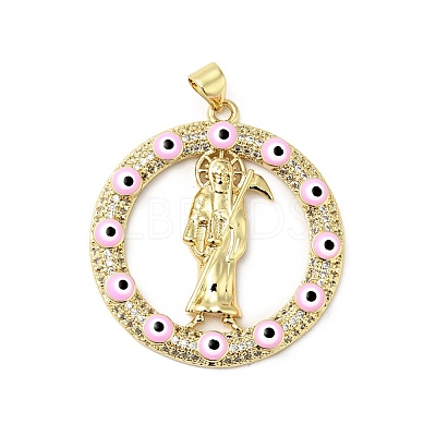 Rack Plating Brass Micro Pave Clear Cubic Zirconia Pendants ZIRC-I059-12G-1