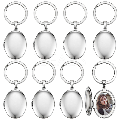 Stainless Steel Photo Locket Keychains KEYC-WH0056-007P-1