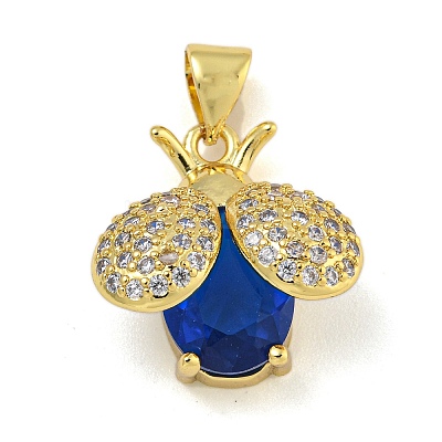 Rack Plating Brass Micro Pave Cubic Zirconia Pendants KK-I718-11G-1