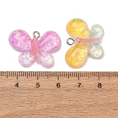 Transparent Resin & Paillette Pendants RE-CBAFA44-01-1