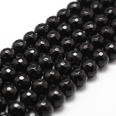 Natural Dyed & Heated Black Onyx Beads Strands X-G-D840-22-10mm-1