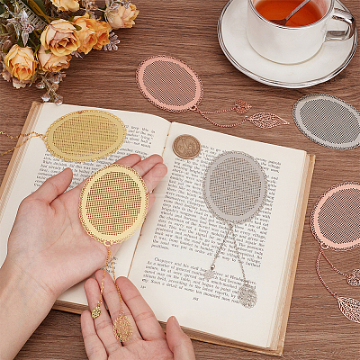 6Pcs 3 Colors Brass Bookmarks AJEW-PH0012-51-1