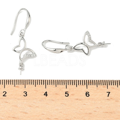 Butterfly Brass Micro Pave Clear Cubic Zirconia Earring Hooks KK-D386-17P-1