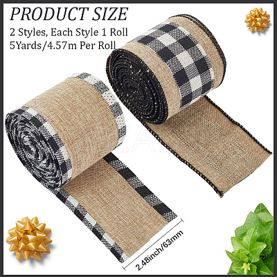 2 Rolls 2 Colors Imitation Burlap Ribbon DIY-CY0001-75-1