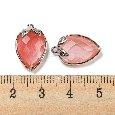 Cherry Quartz Glass Faceted Pendants G-M431-06P-12-1