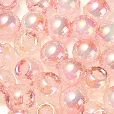 UV Plating Rainbow Iridescent Acrylic Beads OACR-G012-06B-1