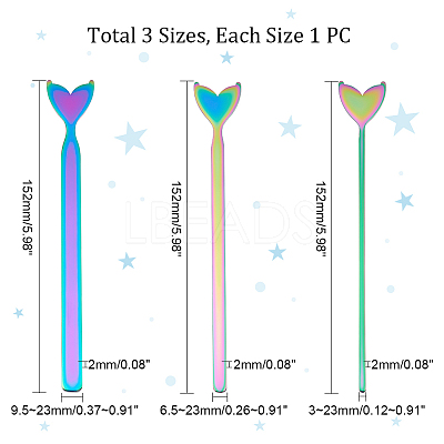 3Pcs 3 Style Stainless Steel Fishtail Bangle Blank Strips FIND-UN0001-96MC-1