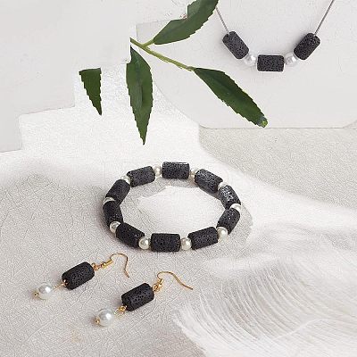 2 Strands Natural Lava Rock Beads Strands G-NB0002-19-1