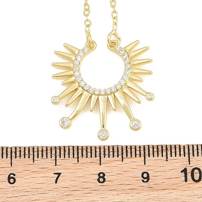 Brass Micro Pave Clear Cubic Zirconia Sun Pendant Necklaces KK-CBA4547-09G-1