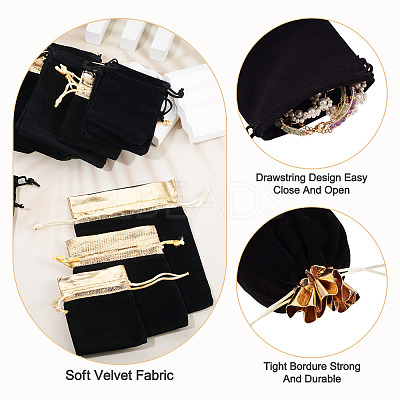 24Pcs 6 Styles Rectangle Velvet Jewelry Drawstring Bags TP-TA0001-08-1