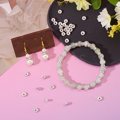30Pcs 2 Colors Brass Rhinestone Spacer Beads RB-TA0001-29I-1