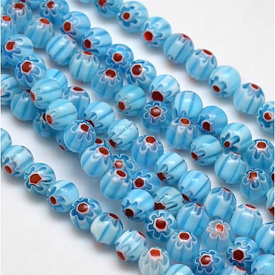 Round Millefiori Glass Beads Strands LK-P002-04-1