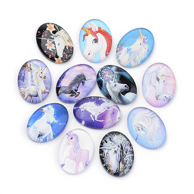Flatback Glass Cabochons X-GGLA-S034-25x18-022-1