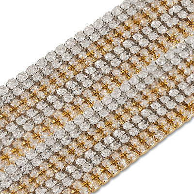 4 Yards 2 Colors Brass Rhinestone Strass Chains CHC-CD0001-04-1