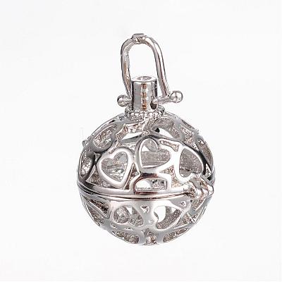 Brass Cage Pendants KK-P005-18P-NR-1