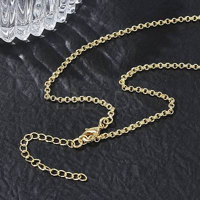 2MM Brass Double Link Chain Necklaces for Women KK-CBA2293-18G-1