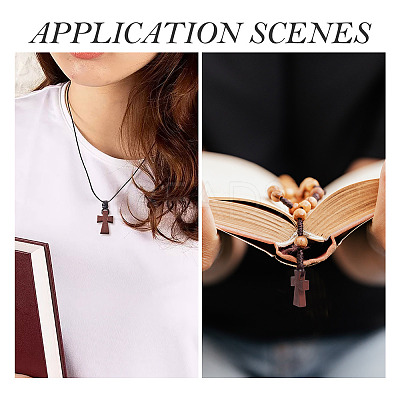 100Pcs Wood Dyed Cross Pendants WOOD-TA0001-93-1