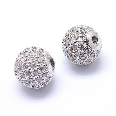 Rack Plating Brass Cubic Zirconia Beads ZIRC-S001-10mm-A02-1