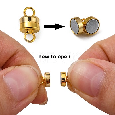 Column Brass Magnetic Clasps with Loops KK-M064-G-NR-1