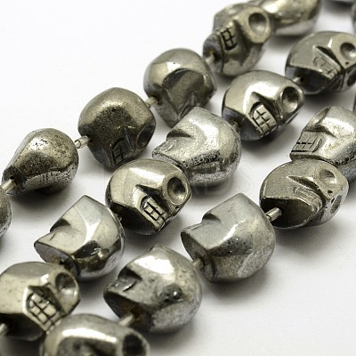 Electroplated Natural Pyrite Beads Strands G-N0258-M-04-1