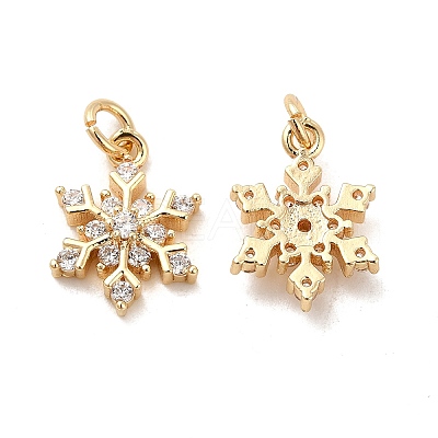 Rack Plating Brass Micro Pave Cubic Zirconia Charms X-KK-E081-15G-1