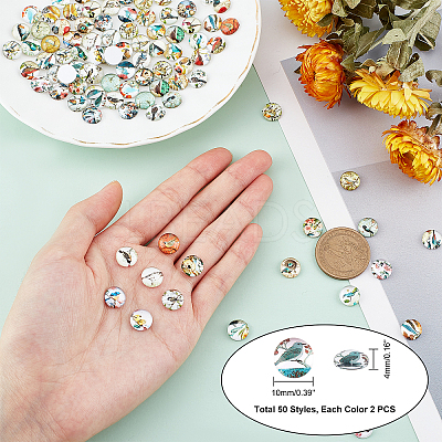 100Pcs Glass Cabochons GLAA-PH0001-16C-1