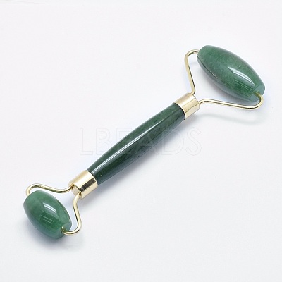 Natural Green Aventurine Brass Face Massager MRMJ-G008-14G-1