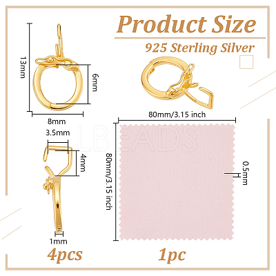 4Pcs Rhodium Plated 925 Sterling Silver Twister Clasps STER-OC0001-03G-1