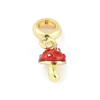 Brass Red Enamel Vegetable European Dangle Charms KK-Z090-06G-02-1