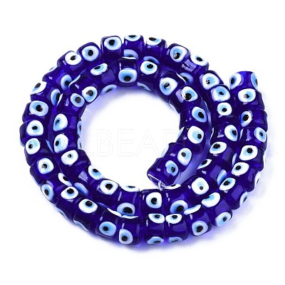 Handmade Evil Eye Lampwork Beads Strands LAMP-WH0006-05B-1