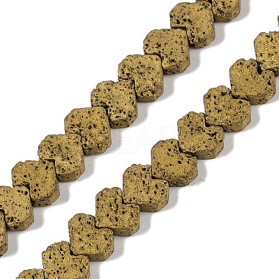 Electroplated Natural Lava Rock Beads Strands G-Q1009-G01-02E-1